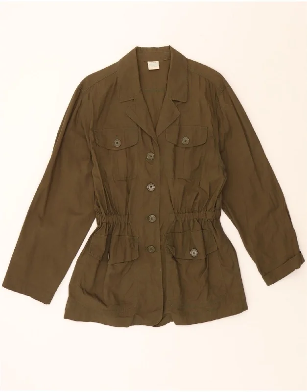 Women's High-Fashion Attire BENETTON Womens Utility Jacket IT 42 Medium Khaki Cotton
