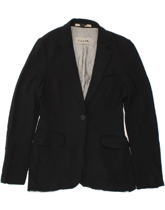 Business Casual Outfits JIGSAW Womens 1 Button Blazer Jacket UK 10 Small Black Wool