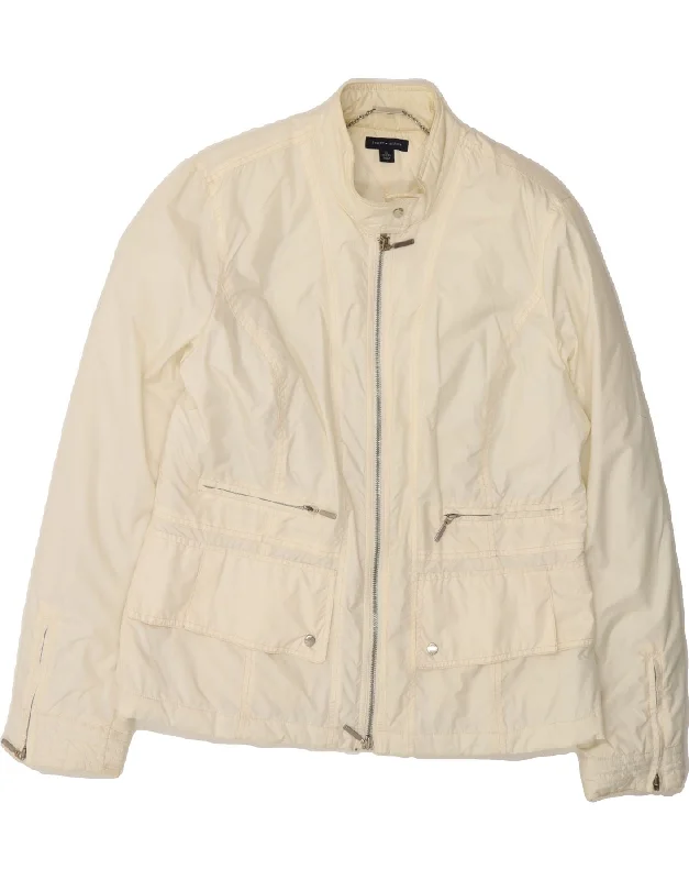 Chic And Comfortable TOMMY HILFIGER Womens Bomber Jacket UK 18 XL White Nylon
