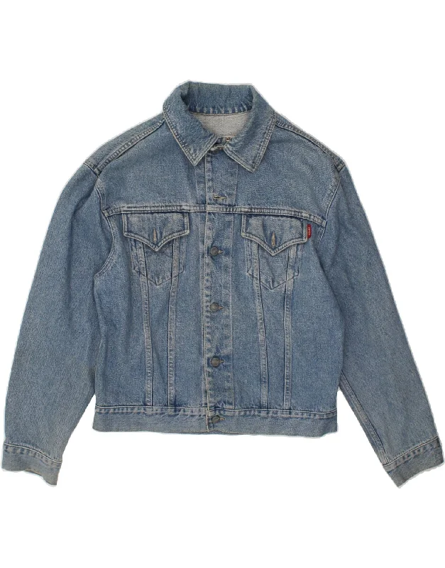 Women's Athleisure Apparel SISLEY Womens Relaxed Elegance Denim Jacket UK 10 Small Blue Cotton