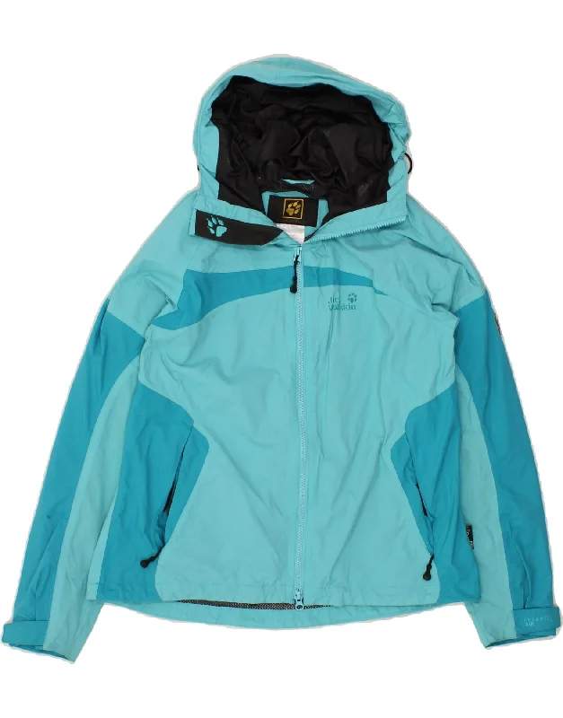 Exclusive Discount JACK WOLFSKIN Womens Hooded Rain Jacket UK 16 Large Blue Colourblock Exclusive Discount JACK WOLFSKIN Womens Hooded Rain Jacket UK 16 Large Blue Colourblock
