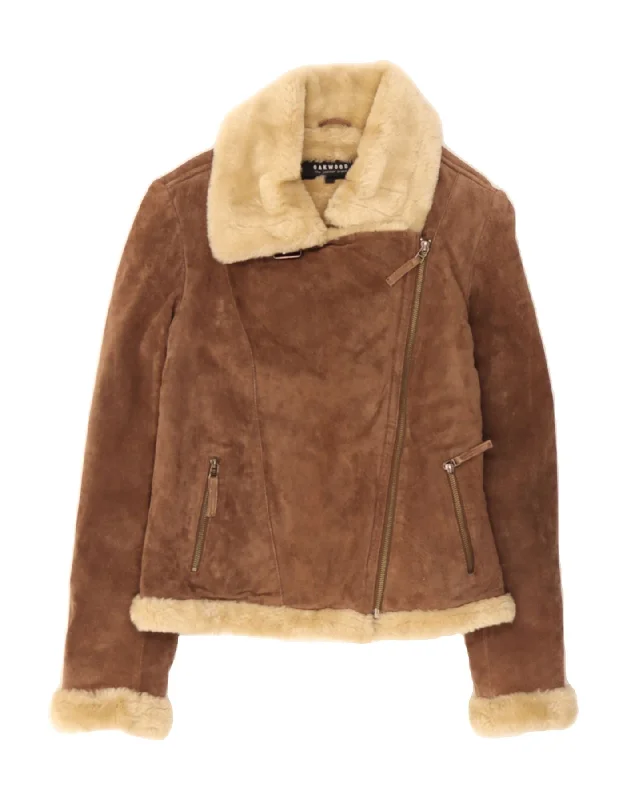 Women's Casual Apparel For Weekends OAKWOOD Womens Leather Sherpa Jacket UK 16 Large Brown Leather Women's Casual Apparel For Weekends OAKWOOD Womens Leather Sherpa Jacket UK 16 Large Brown Leather