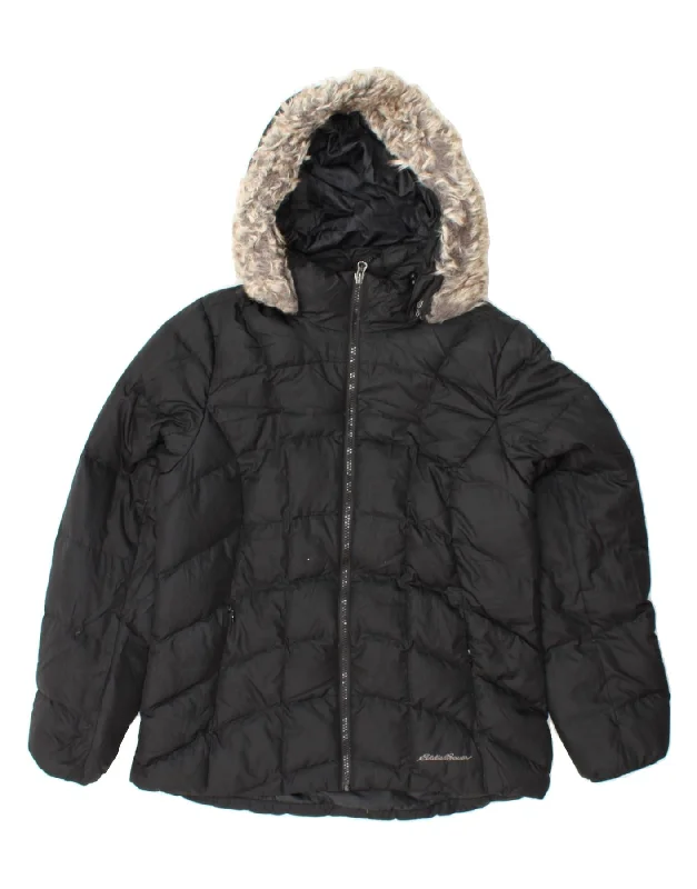 Women's Clothing For Work EDDIE BAUER Womens Hooded Padded Jacket UK 14 Medium Black Polyester Women's Clothing For Work EDDIE BAUER Womens Hooded Padded Jacket UK 14 Medium Black Polyester