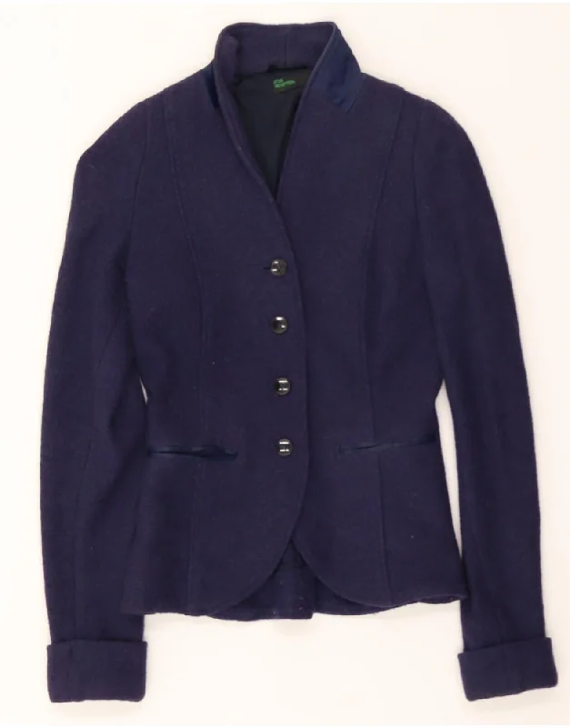 Women's Professional Clothes BENETTON Womens 4 Button Blazer Jacket IT 40 Small Navy Blue Viscose Women's Professional Clothes BENETTON Womens 4 Button Blazer Jacket IT 40 Small Navy Blue Viscose