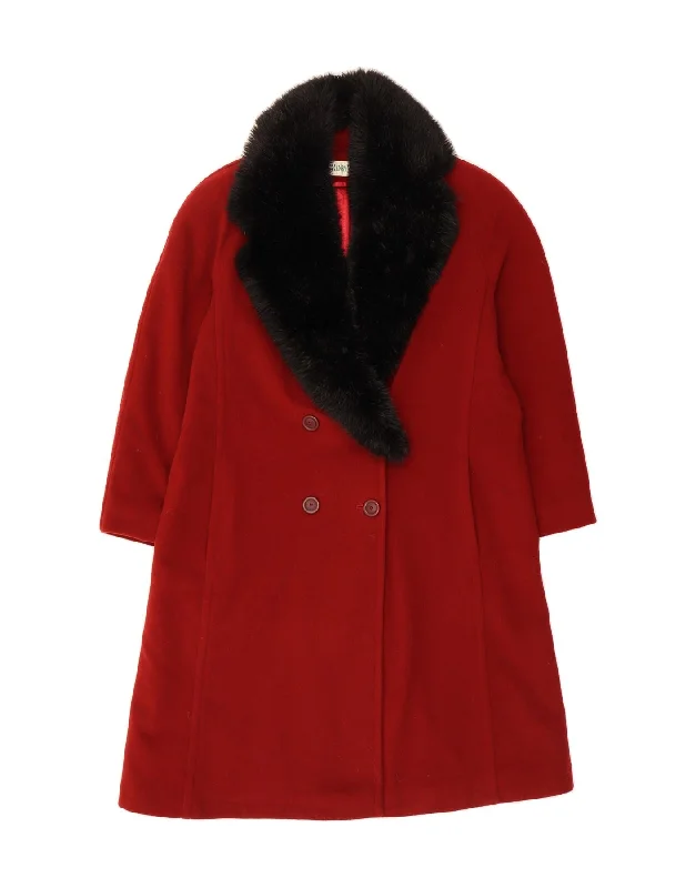 Women's Festive Attire HENRY WHITE Womens Overcoat UK 16 Large  Red Wool