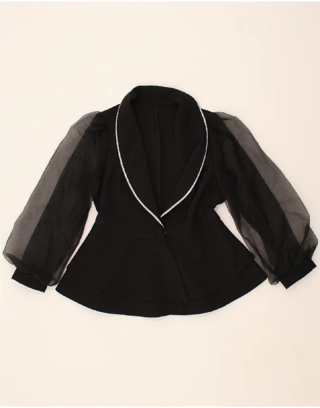 Boutique Dress Online VINTAGE Womens 1 Button Blazer Jacket UK 12 Medium Black