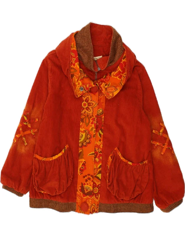 Flash Sale Online CREA Womens Corduroy Jacket UK 16 Large Red Floral Cotton