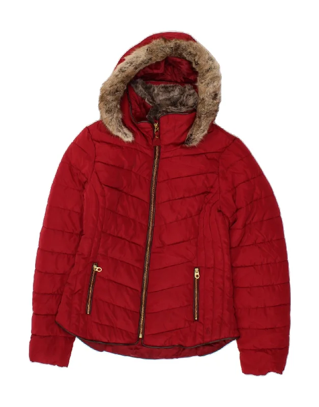 Elegant Women's Fashion JOULES Womens Hooded Padded Jacket UK 10 Small Red Polyester Elegant Women's Fashion JOULES Womens Hooded Padded Jacket UK 10 Small Red Polyester