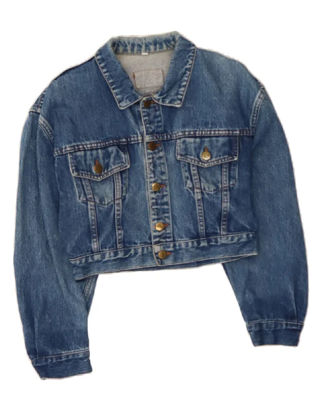 Holiday Discount VINTAGE Womens 3/4 Sleeve Crop Denim Jacket IT 42 Medium Blue