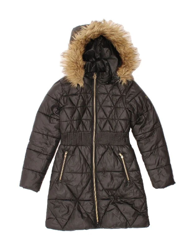 Plus-Size Women's Clothing MICHAEL KORS Womens Hooded Padded Coat UK 14 Medium  Black Polyester