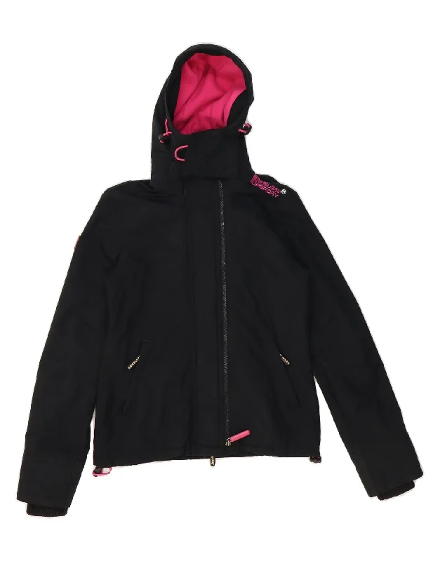 Women's Trendy Casual Outfit SUPERDRY Womens The Windcheater Hooded Windbreaker Jacket UK 6 XS Black Women's Trendy Casual Outfit SUPERDRY Womens The Windcheater Hooded Windbreaker Jacket UK 6 XS Black