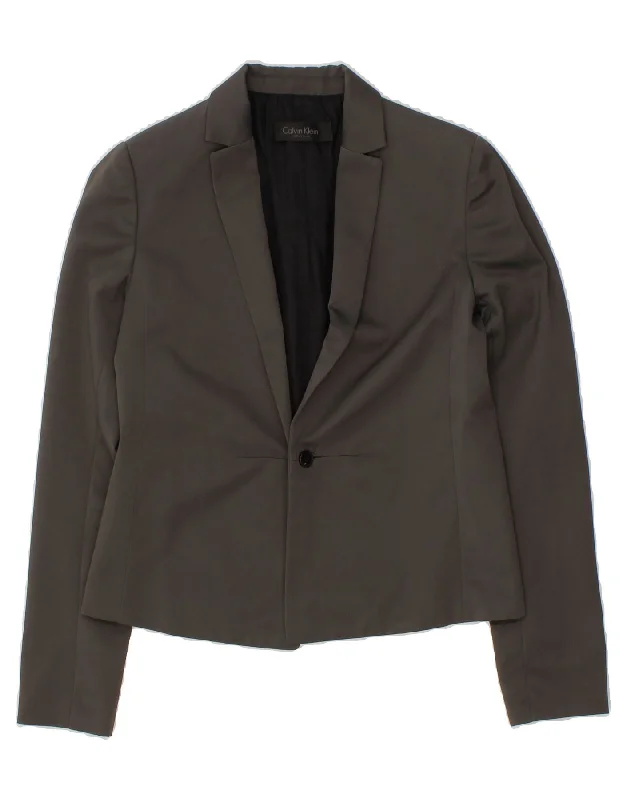 Stylish Outerwear Clothes For Women CALVIN KLEIN Womens 1 Button Blazer Jacket US 4 Small Grey Polyester Stylish Outerwear Clothes For Women CALVIN KLEIN Womens 1 Button Blazer Jacket US 4 Small Grey Polyester