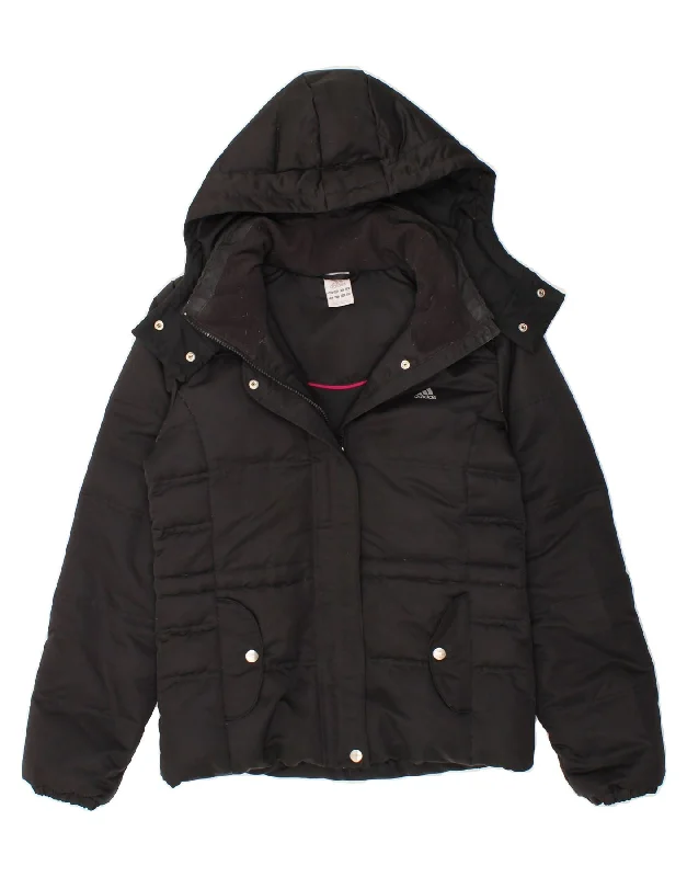 Women's Night-Out Outfit ADIDAS Womens Hooded Padded Jacket UK 12 Medium  Black