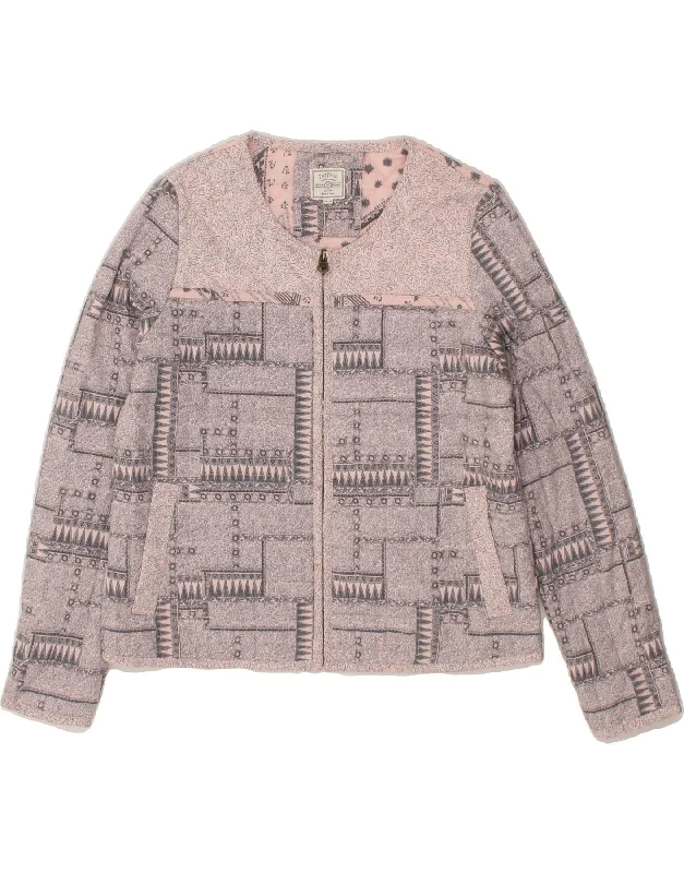 Women's Evening Clothes FAT FACE Womens Bomber Jacket UK 12 Medium Pink Geometric
