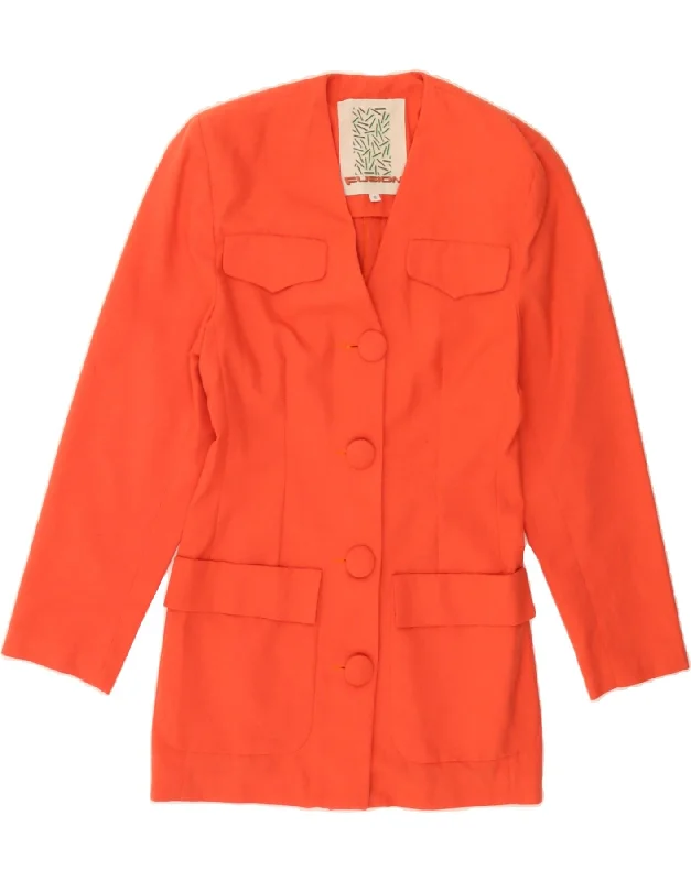 Women's Casual Apparel For Weekends VINTAGE Womens 4 Button Longline Blazer Jacket UK 10 Small Orange Women's Casual Apparel For Weekends VINTAGE Womens 4 Button Longline Blazer Jacket UK 10 Small Orange
