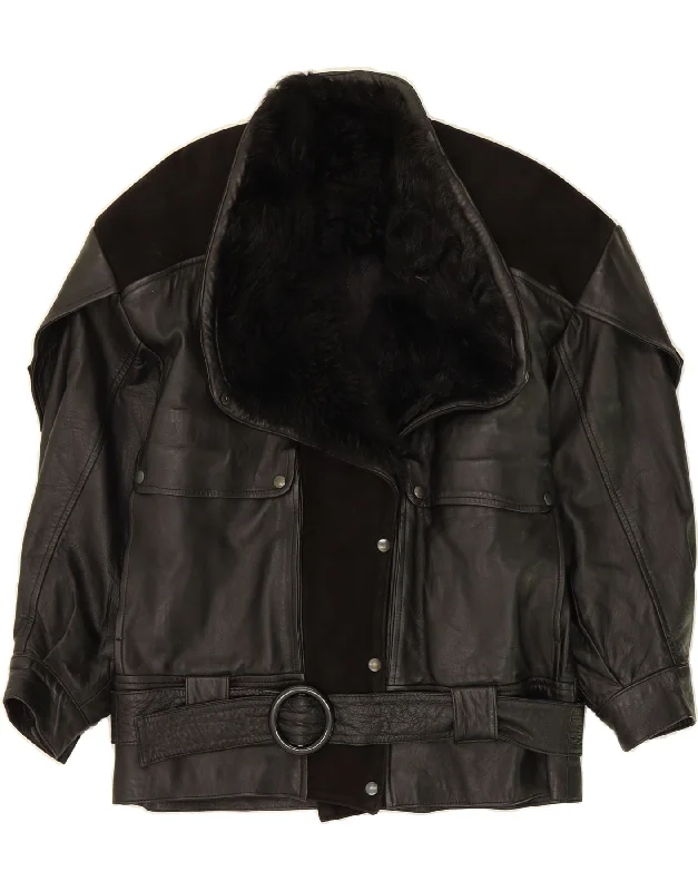Trendy Outfits For Ladies VINTAGE Womens Leather Jacket IT 42 Medium Black