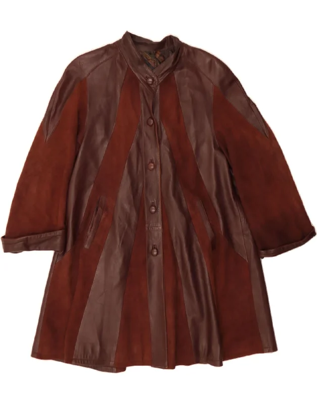 Women's Activewear Attire ADARCREA Womens Leather Coat EU 48 2XL Brown Colourblock