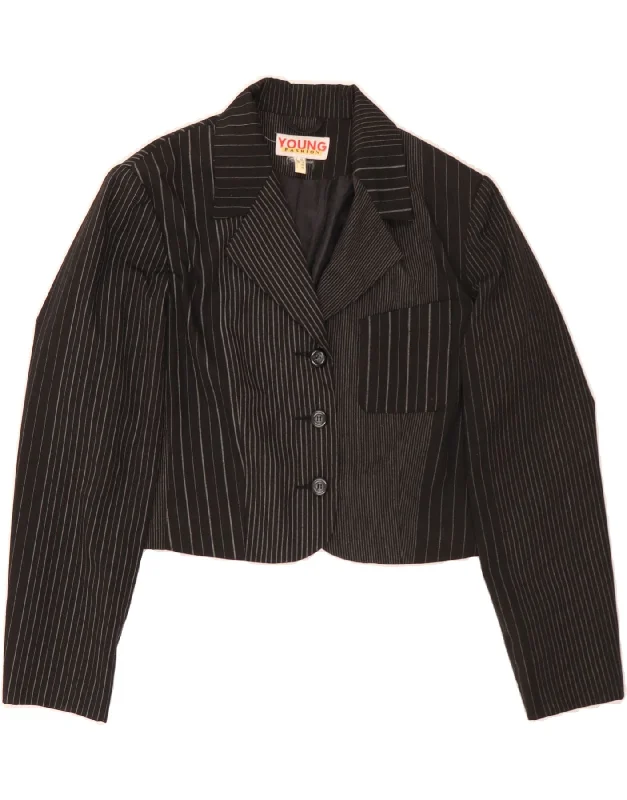 Shop Ladies Clothes VINTAGE Womens 3 Button Crop Blazer Jacket UK 16 Large Black Striped Shop Ladies Clothes VINTAGE Womens 3 Button Crop Blazer Jacket UK 16 Large Black Striped