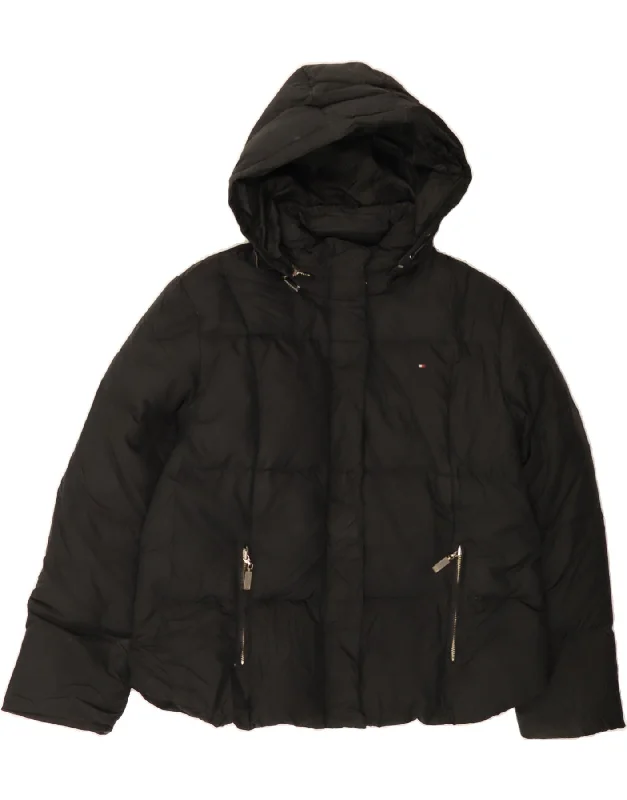 Women's Casual Wear Clothes TOMMY HILFIGER Womens Hooded Padded Jacket UK 18 XL Black Polyester Women's Casual Wear Clothes TOMMY HILFIGER Womens Hooded Padded Jacket UK 18 XL Black Polyester
