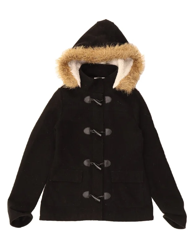 Classic Women's Clothing Styles KANGOL Womens Hooded Duffle Jacket UK 12 Medium Black Polyester Classic Women's Clothing Styles KANGOL Womens Hooded Duffle Jacket UK 12 Medium Black Polyester