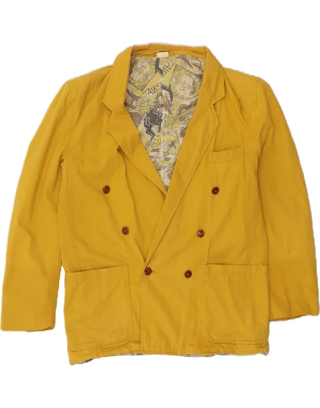 Women's Night-Out Clothes VINTAGE Womens Double Breasted Blazer Jacket EU 50 3XL Yellow Cotton Women's Night-Out Clothes VINTAGE Womens Double Breasted Blazer Jacket EU 50 3XL Yellow Cotton