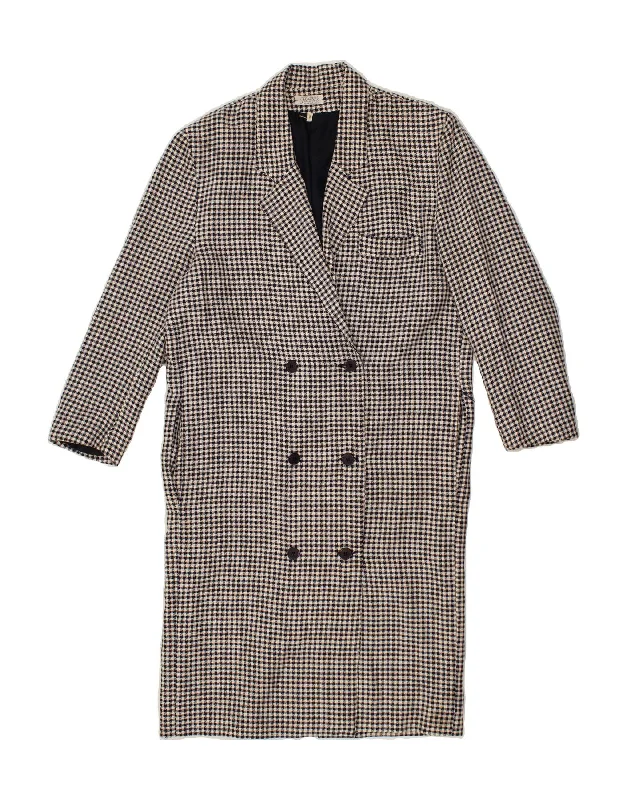 Chic Women's Clothing for Work and Travel VINTAGE Womens Double Breasted Coat UK 10 Small Navy Blue Houndstooth Chic Women's Clothing for Work and Travel VINTAGE Womens Double Breasted Coat UK 10 Small Navy Blue Houndstooth