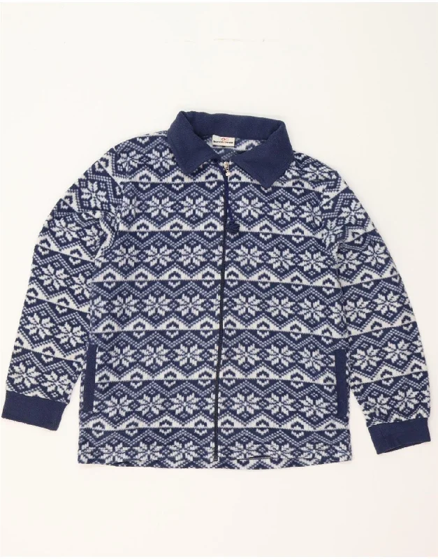 Women's Outerwear Apparel VINTAGE Womens Fleece Jacket UK 14 Medium Navy Blue Fair Isle Polyester Women's Outerwear Apparel VINTAGE Womens Fleece Jacket UK 14 Medium Navy Blue Fair Isle Polyester
