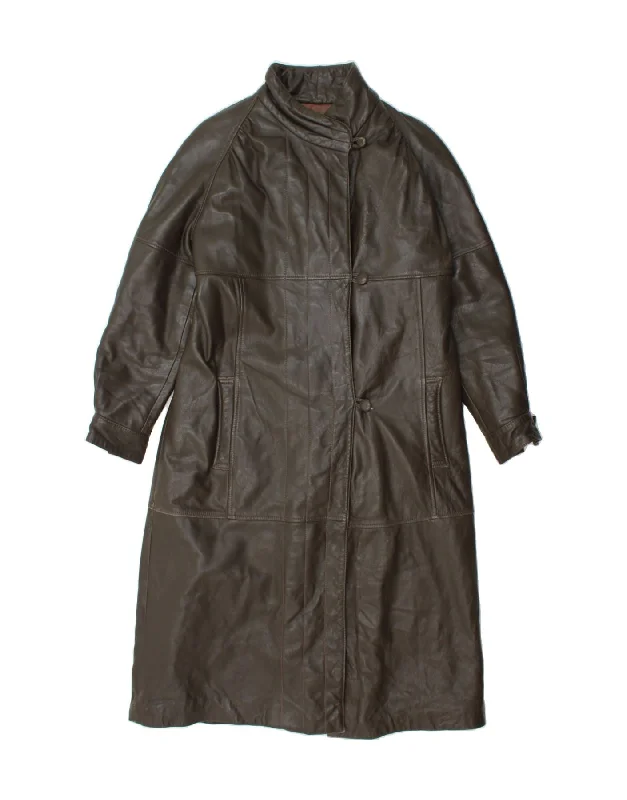 Women's Vacation Clothes VINTAGE Womens Leather Coat UK 12 Medium Brown