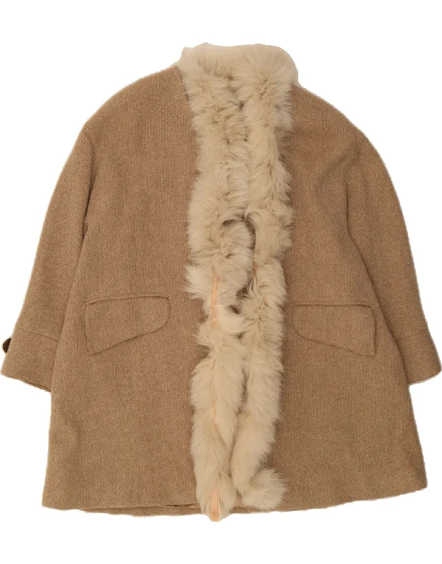 Latest Fashion for Women VINTAGE Womens Open Overcoat IT 46 Large Brown Wool