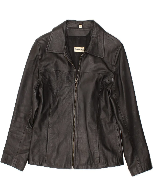 Charming Everyday Clothing For Women WOODLAND Womens Faux Leather Jacket UK 14 Medium Black Leather
