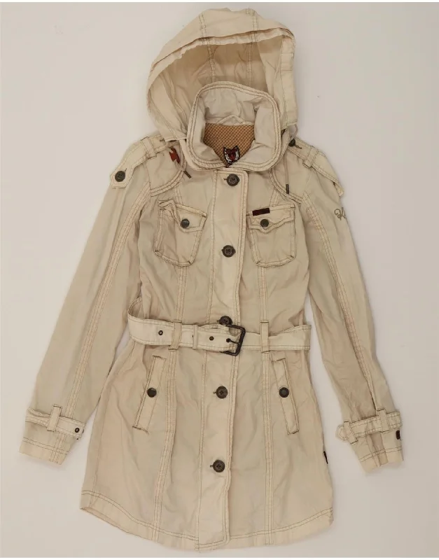 Women's Formal Event Outfit KHUJO Womens Hooded Trench Coat UK 10 Small Beige Polyester Women's Formal Event Outfit KHUJO Womens Hooded Trench Coat UK 10 Small Beige Polyester