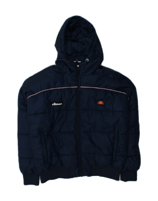 Women's Seasonal Wardrobe Clothing ELLESSE Womens Oversized Hooded Bomber Padded Jacket UK 10 Small Navy Blue Women's Seasonal Wardrobe Clothing ELLESSE Womens Oversized Hooded Bomber Padded Jacket UK 10 Small Navy Blue