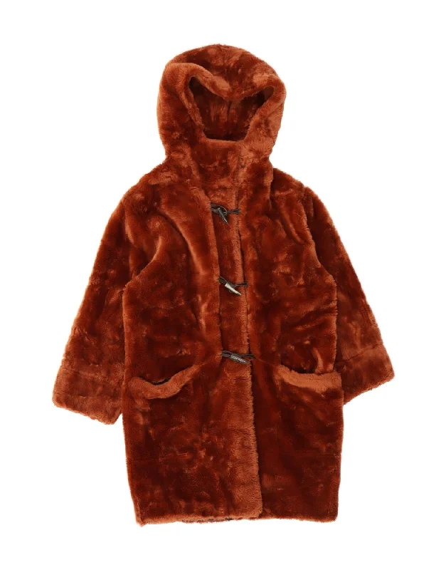 Stylish Women's Clothing VINTAGE Womens Faux Fur Overcoat UK 16 Large Brown