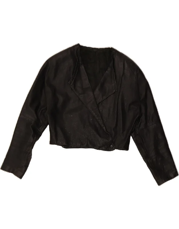 Women's Clothing Brands VINTAGE Womens Crop Leather Jacket IT 42 Medium Black Leather Women's Clothing Brands VINTAGE Womens Crop Leather Jacket IT 42 Medium Black Leather