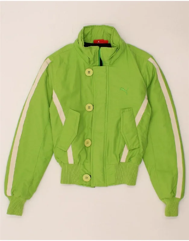 Women's Clothes For Work Events PUMA Womens Bomber Jacket UK 10 Small Green Colourblock Cotton