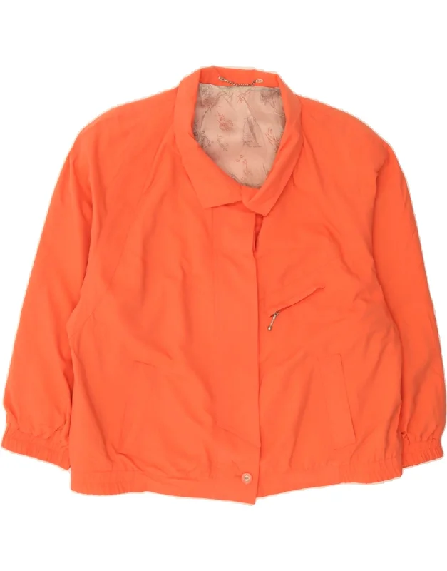 Women's Transitional Clothes VINTAGE Womens Bomber Jacket UK 20 2XL Orange Polyester