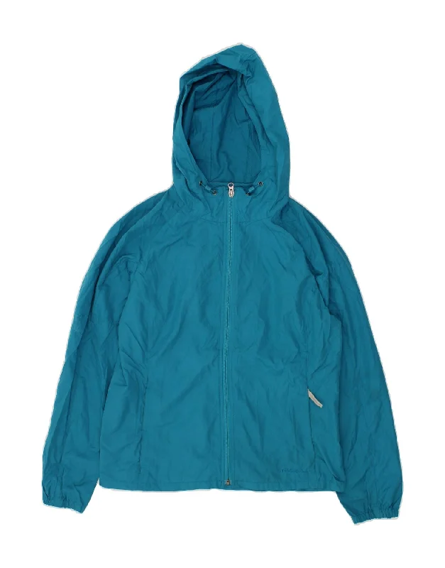 Flash Discount EDDIE BAUER Womens Hooded Rain Jacket UK 14 Medium Blue Polyester