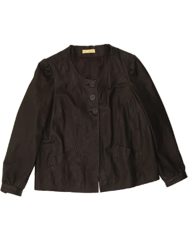 Women's Workout Clothing VINTAGE Womens Leather Jacket UK 16 Large Black Leather
