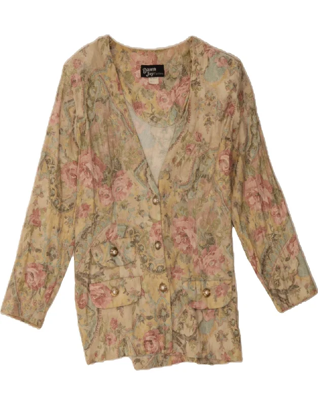 Women's Comfortable Lounge Outfit VINTAGE Womens 3 Button Blazer Jacket UK 14 Medium Beige Floral Polyester Women's Comfortable Lounge Outfit VINTAGE Womens 3 Button Blazer Jacket UK 14 Medium Beige Floral Polyester