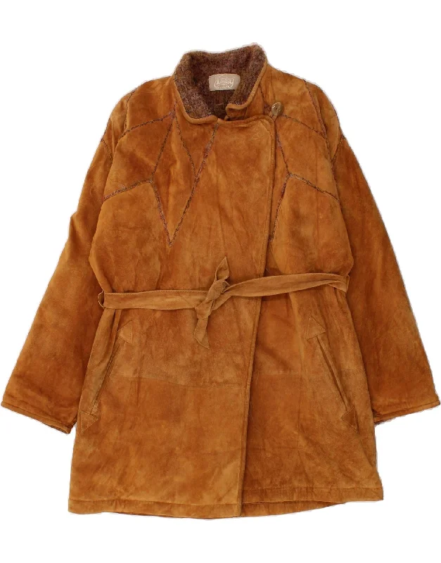 Comfortable Women's Attire LESY Womens Suede Overcoat UK 16 Large Brown