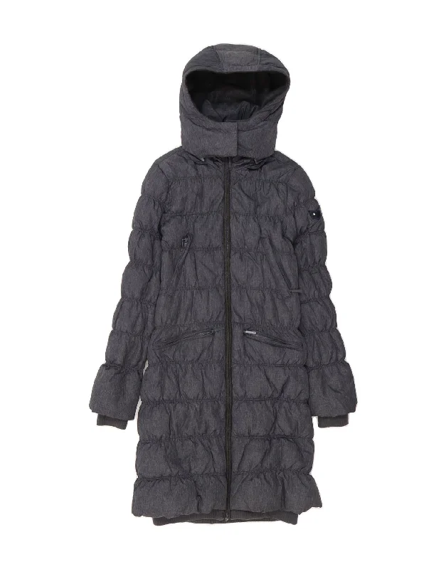 Clothes Sales GAS Womens Hooded Padded Coat UK 10 Small Grey Polyamide