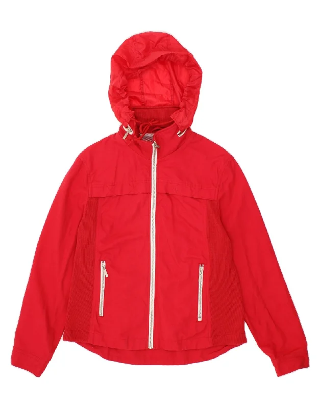 Outlet Clothing PACO Womens Hooded Bomber Jacket UK 14 Medium Red Cotton