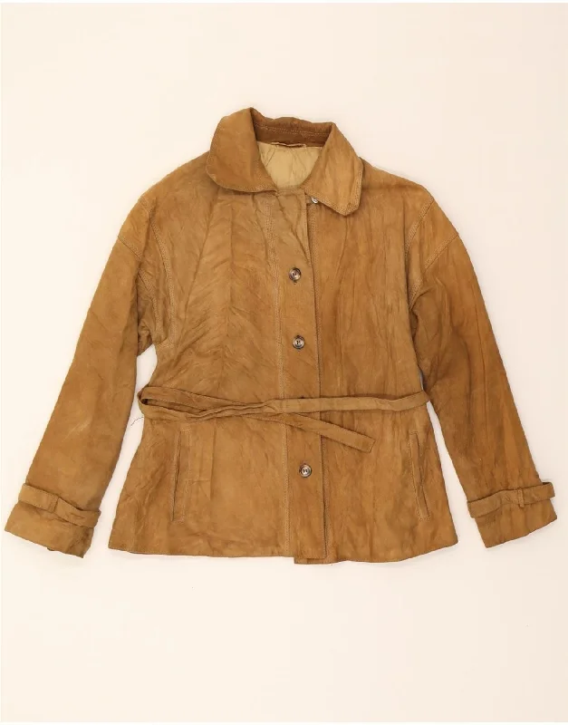 Formal Clothing For Women VINTAGE Womens Suede Jacket UK 14 Medium Brown