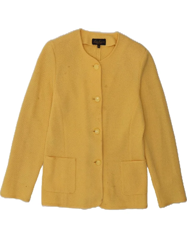 Affordable Women's Clothing LUISA SPAGNOLI Womens Knit 4 Button Blazer Jacket UK 12 Medium Yellow