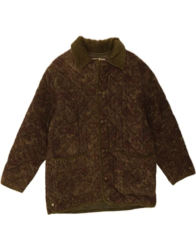 Affordable Women's Attire VINTAGE Womens Quilted Jacket UK 18 XL Khaki Paisley Cotton Affordable Women's Attire VINTAGE Womens Quilted Jacket UK 18 XL Khaki Paisley Cotton
