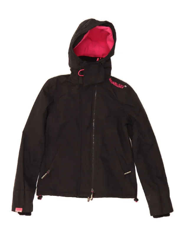 Women's Seasonal Fashion Trends SUPERDRY Womens Windcheater Hooded Windbreaker Jacket UK 10 Small Black