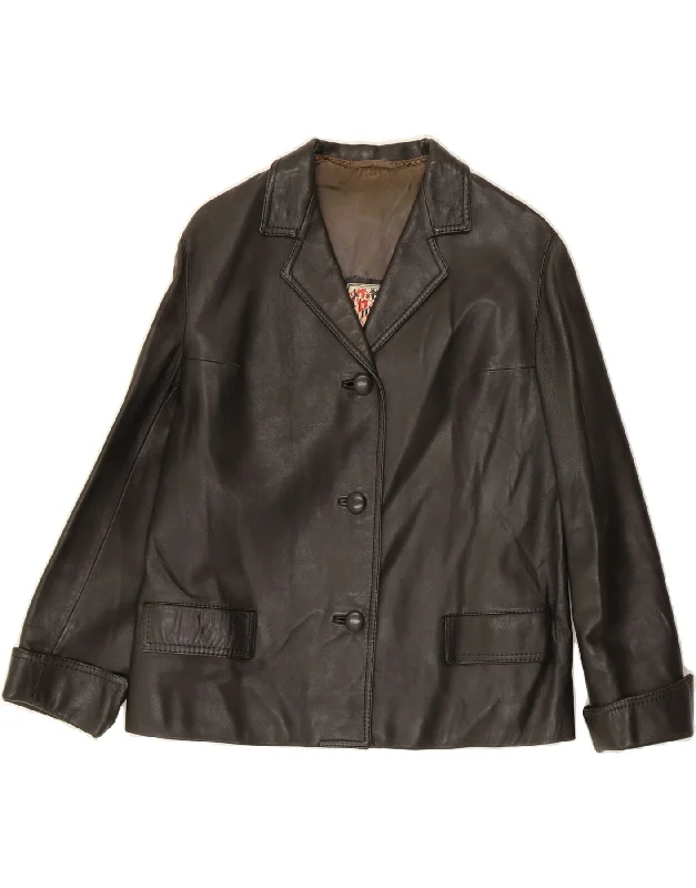 Women's Athleisure Apparel VINTAGE Womens Leather Jacket UK 14 Medium Black