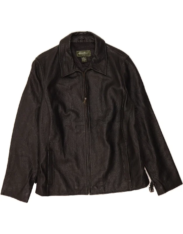 Fashionable Casual Tops EDDIE BAUER Womens Leather Jacket UK 18 XL Black Leather