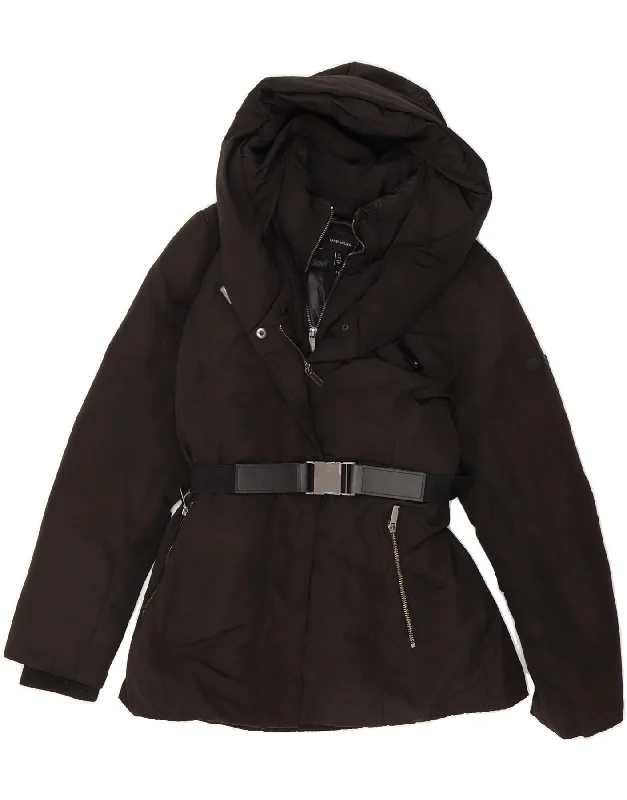 Women's Transitional Clothes KAREN MILLEN Womens Hooded Padded Jacket UK 10 Small Black Polyester Women's Transitional Clothes KAREN MILLEN Womens Hooded Padded Jacket UK 10 Small Black Polyester