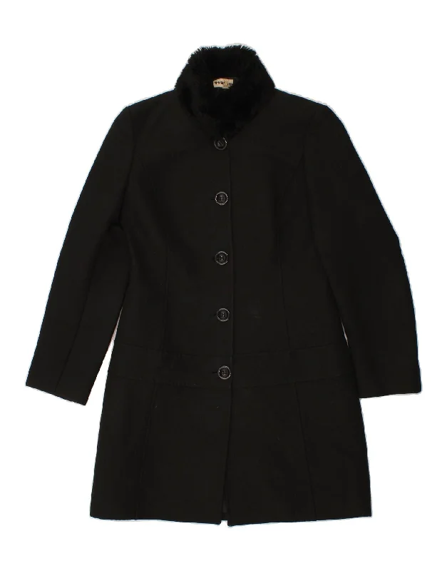Women's Casual Wear Clothing VINTAGE Womens Overcoat IT 40 Small Black Polyester